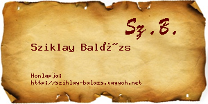 Sziklay Balázs névjegykártya
